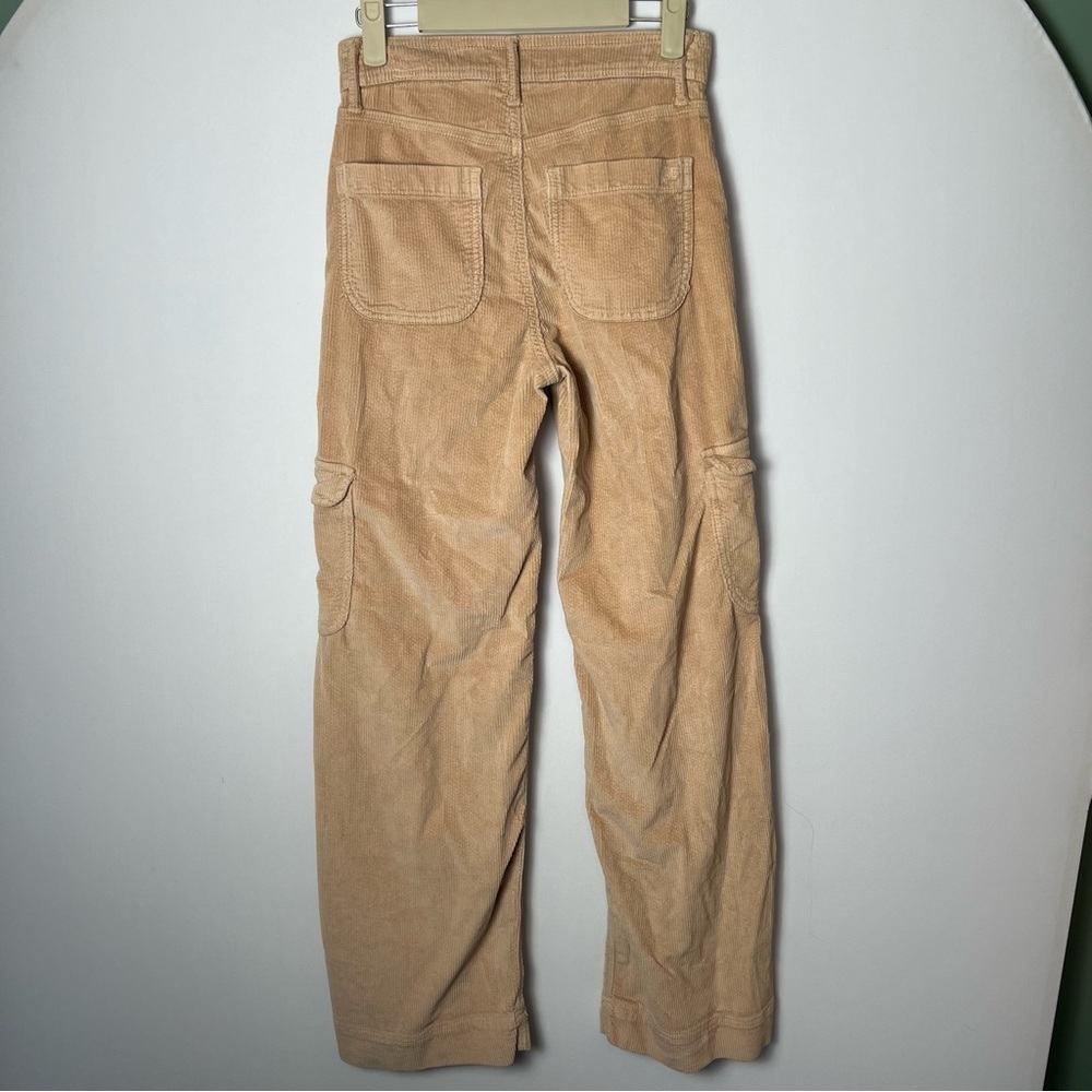 American Eagle Corduroy Pants Super High Rise Baggy Wide Leg Tan Size 000 Cargo - Picture 7 of 10